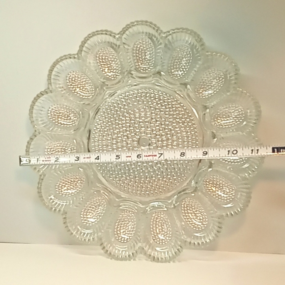 ☀️ Vintage Indiana Glass clear hobnail deviled egg relish plate. No flaws - Picture 3 of 4